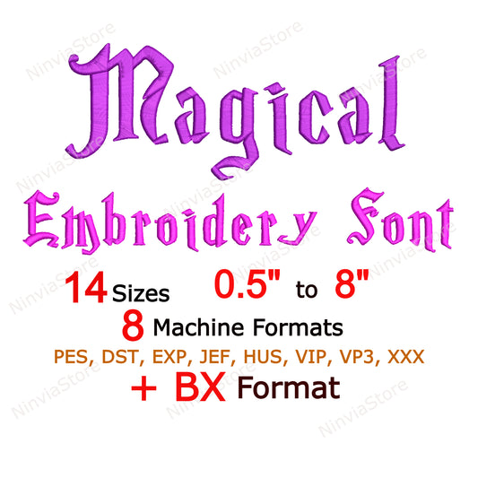 Magical Machine Embroidery Font, 14 sizes, 8 formats, Halloween BX Font, PE font, Monogram Alphabet Embroidery Designs