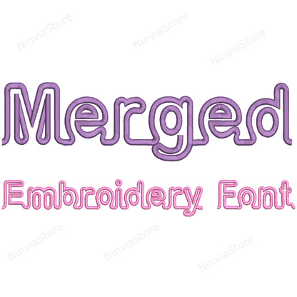 Merged Machine Embroidery Font, 14 sizes, 8 formats, BX Font, PES font, Monogram Alphabet Embroidery Design