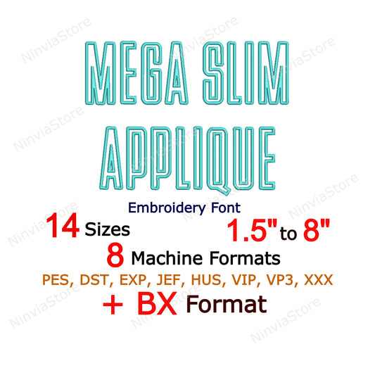 Dünne Block-Maschinenstickschrift, 15 Größen, 8 Formate, BX-Schriftart, PE-Schriftart, Monogramm-Alphabet-Stickmotive