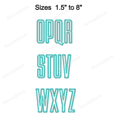 Dünne Block-Maschinenstickschrift, 15 Größen, 8 Formate, BX-Schriftart, PE-Schriftart, Monogramm-Alphabet-Stickmotive