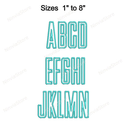 Dünne Block-Maschinenstickschrift, 15 Größen, 8 Formate, BX-Schriftart, PE-Schriftart, Monogramm-Alphabet-Stickmotive