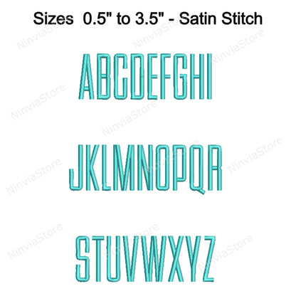 Dünne Block-Maschinenstickschrift, 15 Größen, 8 Formate, BX-Schriftart, PE-Schriftart, Monogramm-Alphabet-Stickmotive