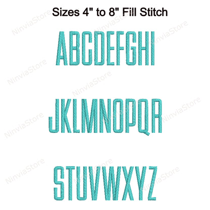 Dünne Block-Maschinenstickschrift, 15 Größen, 8 Formate, BX-Schriftart, PE-Schriftart, Monogramm-Alphabet-Stickmotive