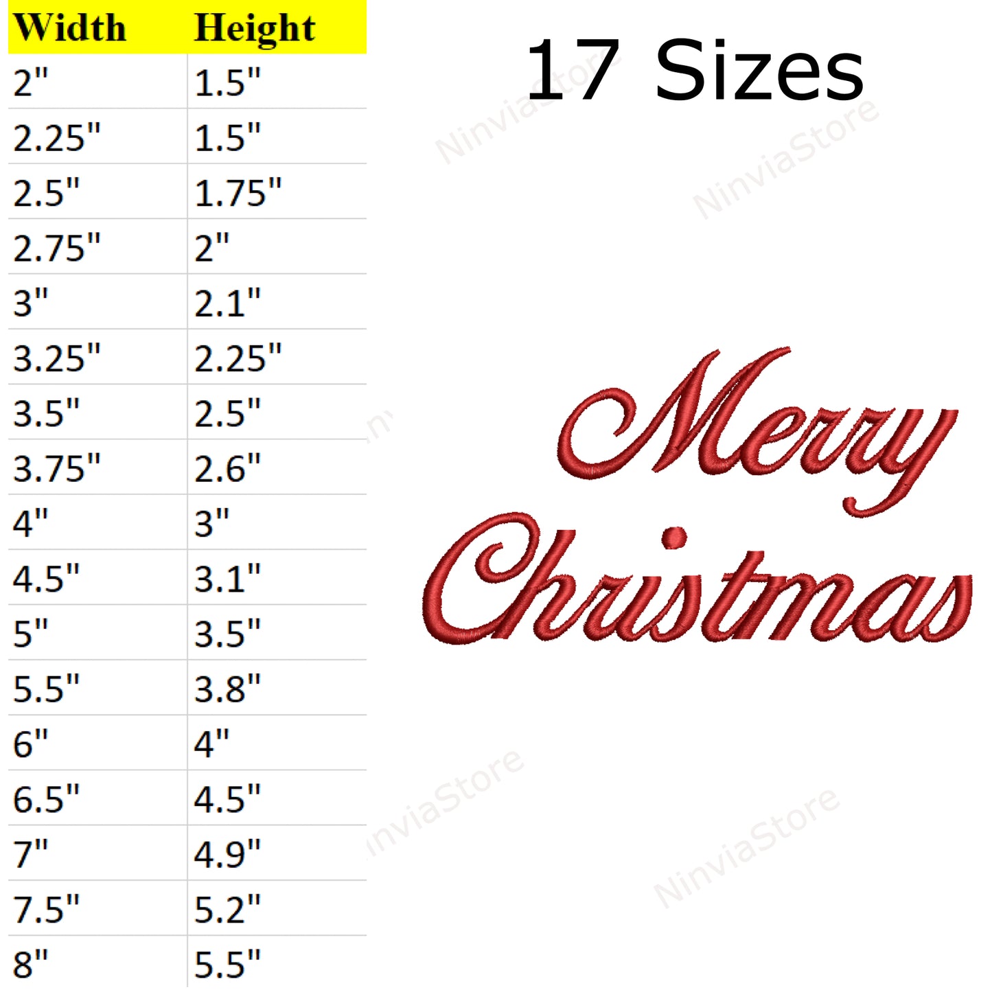 5 Merry Christmas Embroidery Designs, 15-17 Sizes, 8 formats, Christmas Machine Embroidery Pattern