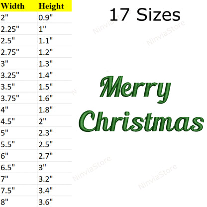 5 Merry Christmas Embroidery Designs, 15-17 Sizes, 8 formats, Christmas Machine Embroidery Pattern