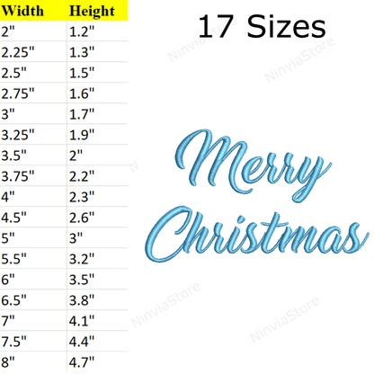 5 Merry Christmas Embroidery Designs, 15-17 Sizes, 8 formats, Christmas Machine Embroidery Pattern