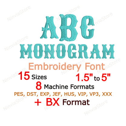 Police de broderie machine Fishtail, 15 tailles, 8 formats, police Halloween BX, police PE, motifs de broderie Monogram Alphabet