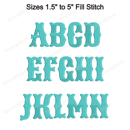 Police de broderie machine Fishtail, 15 tailles, 8 formats, police Halloween BX, police PE, motifs de broderie Monogram Alphabet