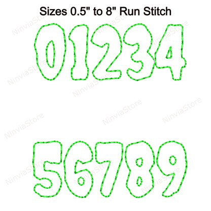 Monster Outline Bean Stitch Maschinenstickschrift, 14 Größen, 8 Formate, Run Stitch Halloween BX Schriftart, PE Schriftart, Monogramm Alphabet Stickmotive