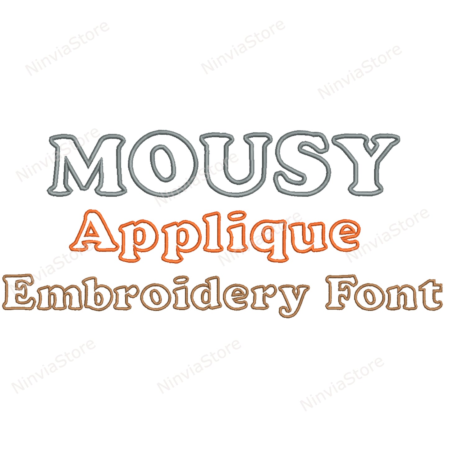 Mousy Applique Machine Broderie Police, 10 tailles, 8 formats, Police BX, Police PE, Monogram Alphabet Broderie Designs