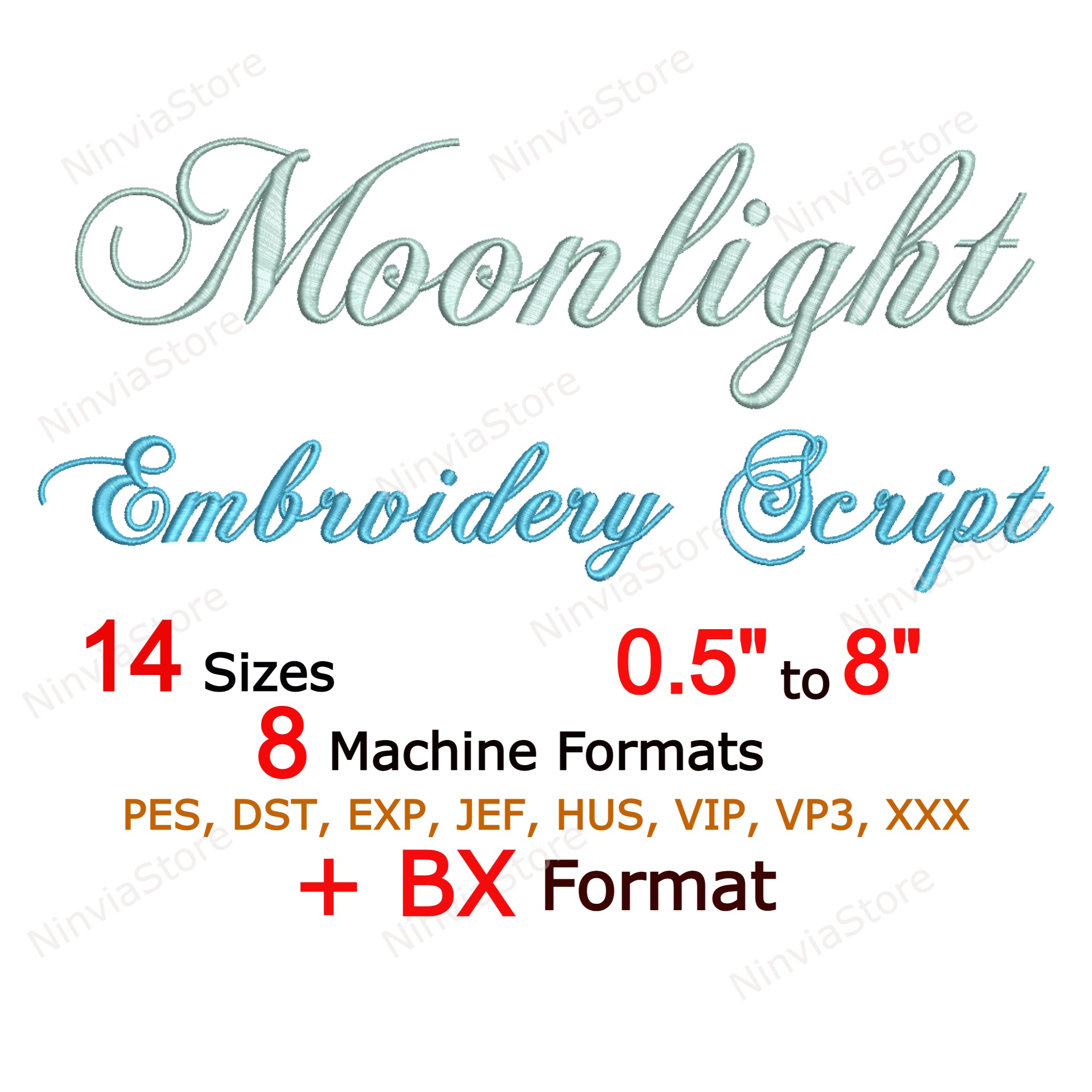 Pretty Script Moon Moonlight Script Machine Embroidery Font, Alphabet Embroidery Designs ...