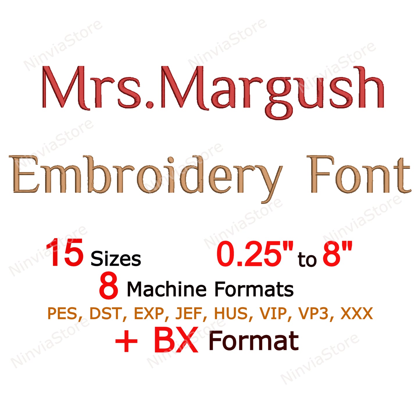 Mrs.Margush Machine Embroidery Font, 15 sizes, 8 formats, BX Font, PE font, Monogram Alphabet Embroidery Designs