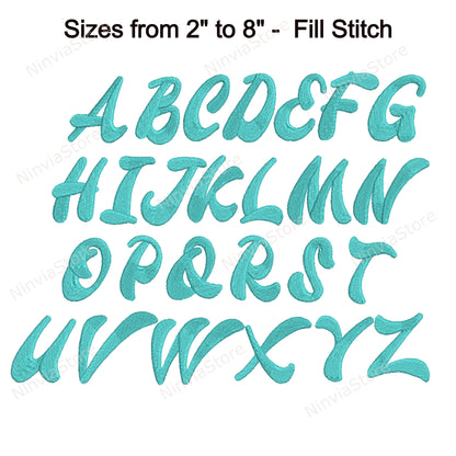 Oliver Script Machine Embroidery Font, 11 sizes, 8 formats, BX Font, PE font, Monogram Alphabet Embroidery Designs
