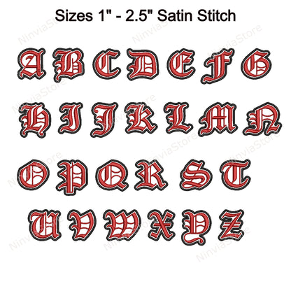 2 Color Gothic Machine Embroidery Font, Old English BX Font, PE font, Monogram Alphabet Embroidery Design