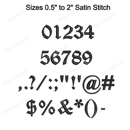 Old English Machine Embroidery Font, 14 sizes, 8 formats, BX Font, PE font, Monogram Alphabet Embroidery Designs