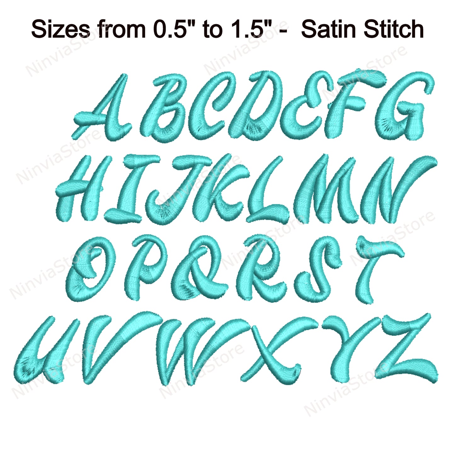 Oliver Script Maschinenstickschrift, 11 Größen, 8 Formate, BX-Schriftart, PE-Schriftart, Monogramm-Alphabet-Stickmotive
