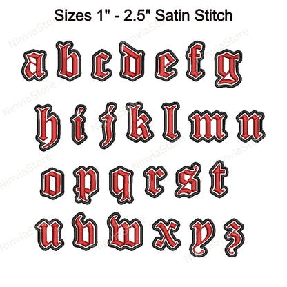 2 Color Gothic Machine Embroidery Font, Old English BX Font, PE font, Monogram Alphabet Embroidery Design