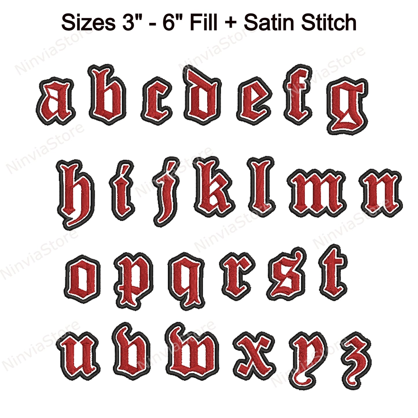 2-farbige Gothic-Maschinenstickschrift, 10 Größen, 8 Formate, alte englische BX-Schriftart, PE-Schriftart, Monogramm-Alphabet-Stickmotive