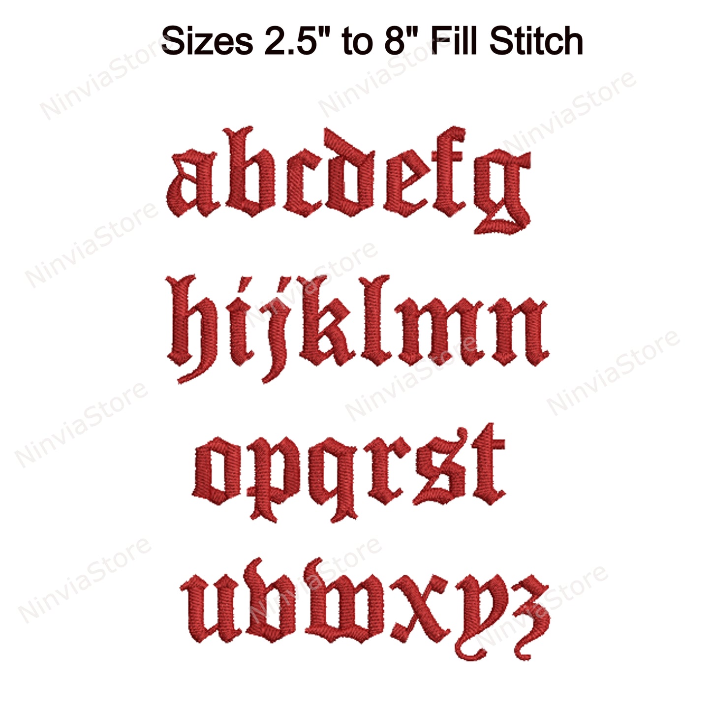 Alte englische Maschinenstickschrift, 15 Größen, 8 Formate, BX-Schriftart, PE-Schriftart, Monogramm-Alphabet-Stickmotive