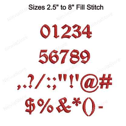 Old English Machine Embroidery Font, 14 sizes, 8 formats, BX Font, PE font, Monogram Alphabet Embroidery Designs