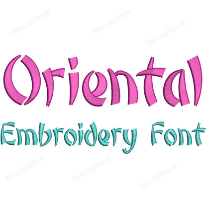 Oriental Machine Embroidery Font, 15 sizes, 8 formats, BX Font, PE font, Monogram Alphabet Embroidery Designs