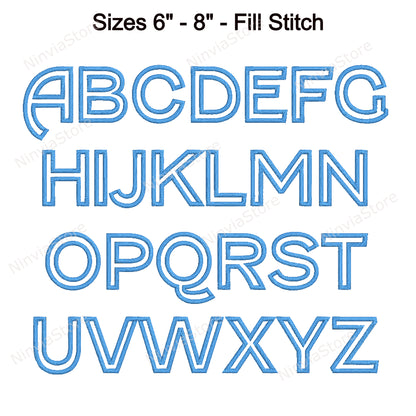 Block Outline Machine Embroidery Font, 14 sizes, 8 formats, BX Font, PE font, Monogram Alphabet Embroidery Designs