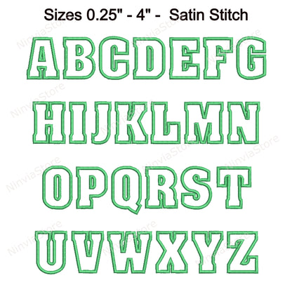 Satin Outline Machine Embroidery Font, 15 sizes, 8 formats, BX Font, PE font, Monogram Alphabet Embroidery Design