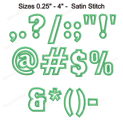 Satin Outline Machine Embroidery Font, 15 sizes, 8 formats, BX Font, PE font, Monogram Alphabet Embroidery Design