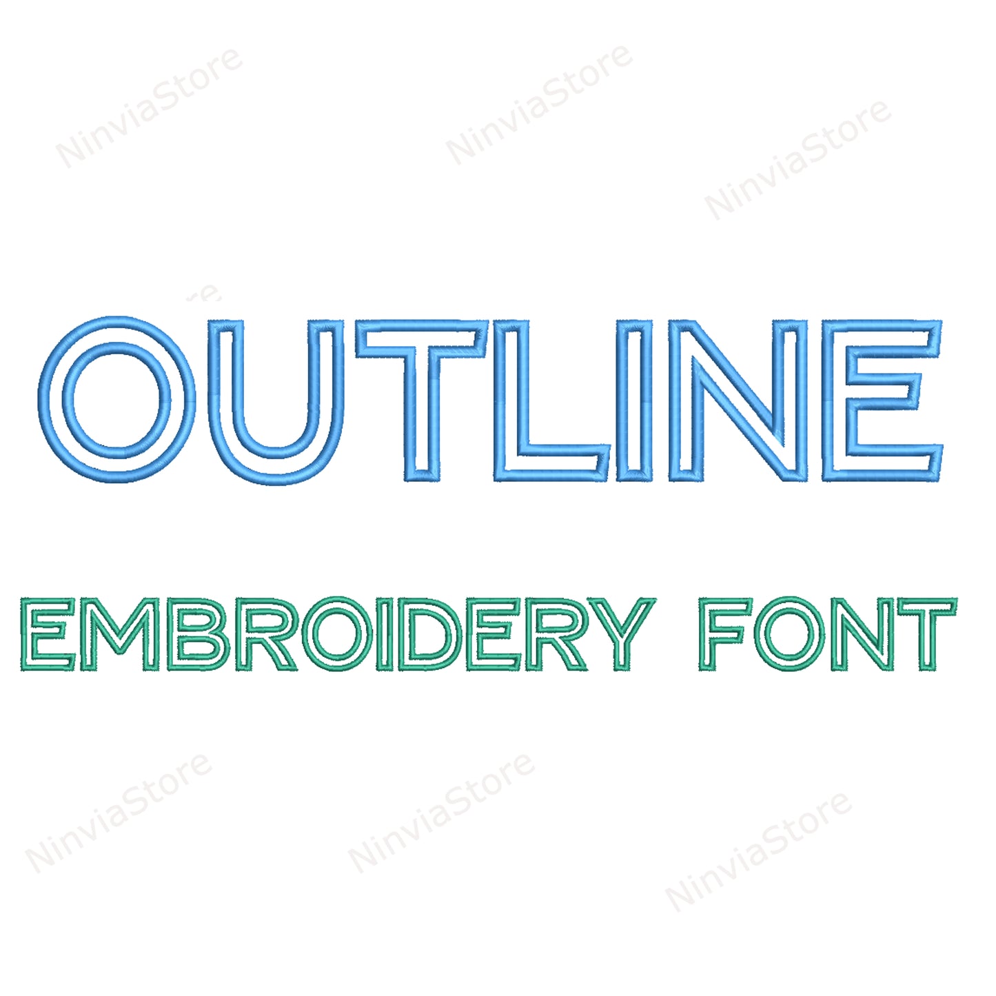 Block Outline Machine Embroidery Font, 14 sizes, 8 formats, BX Font, PE font, Monogram Alphabet Embroidery Designs