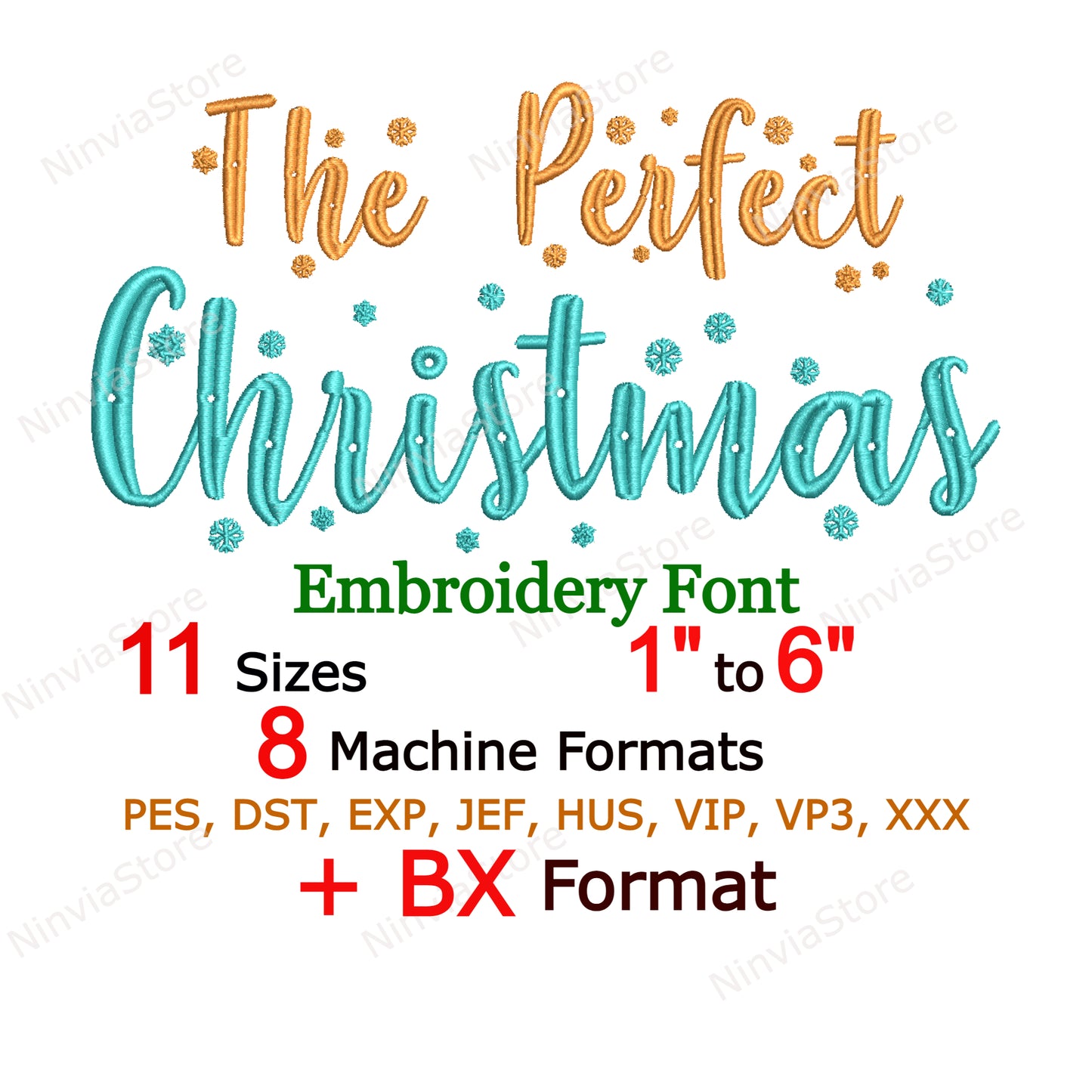 The Perfect Christmas Machine Embroidery Font, 11 sizes, 8 formats, Holiday BX Font, PE font, Monogram Alphabet Embroidery Designs