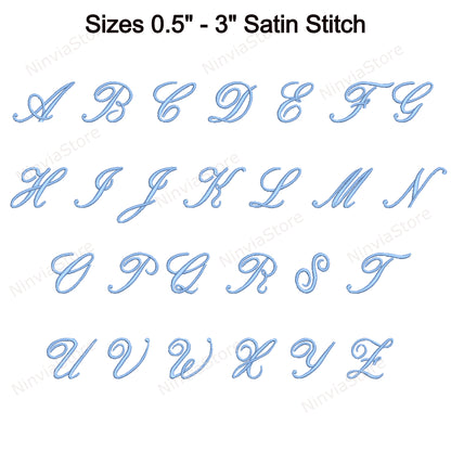 Poetic Script Machine Embroidery Font, 14 sizes, 8 formats, BX Font, PE font, Monogram Alphabet Embroidery Designs