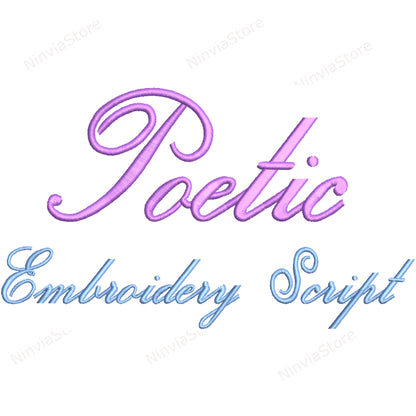 Poetic Script Machine Embroidery Font, 14 sizes, 8 formats, BX Font, PE font, Monogram Alphabet Embroidery Designs