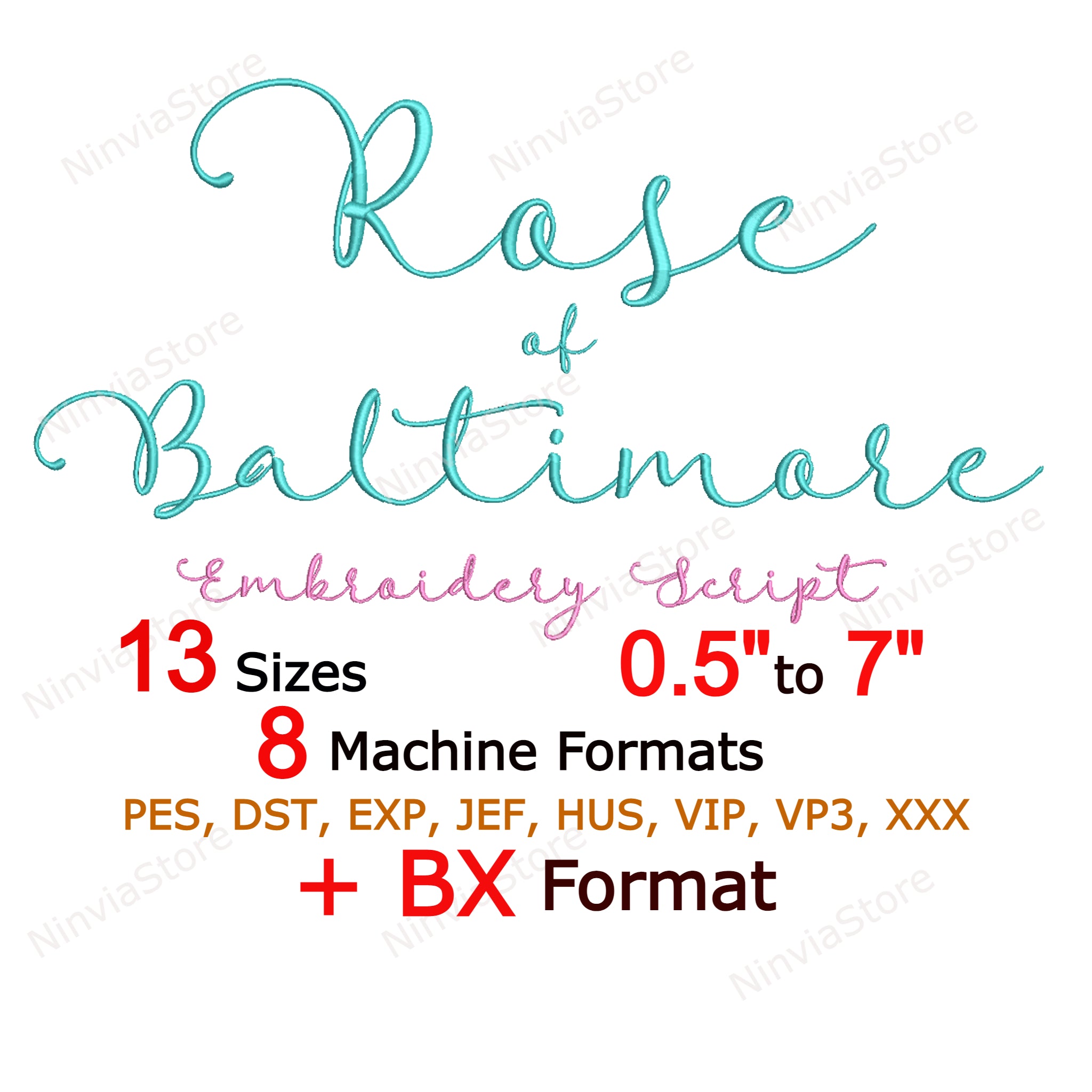 Rose of Baltimore Script Machine Embroidery Font, Alphabet Embroidery ...
