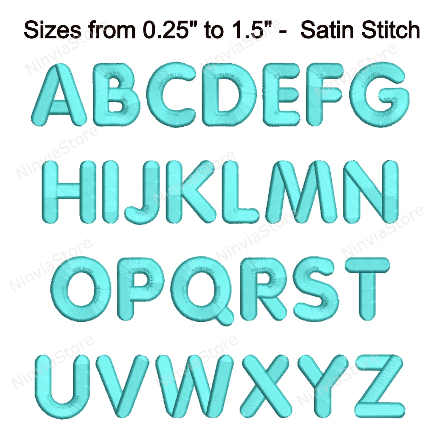 Round Block Machine Embroidery Font, 15 sizes, 8 formats, BX Font, PE font, Monogram Alphabet Embroidery Designs