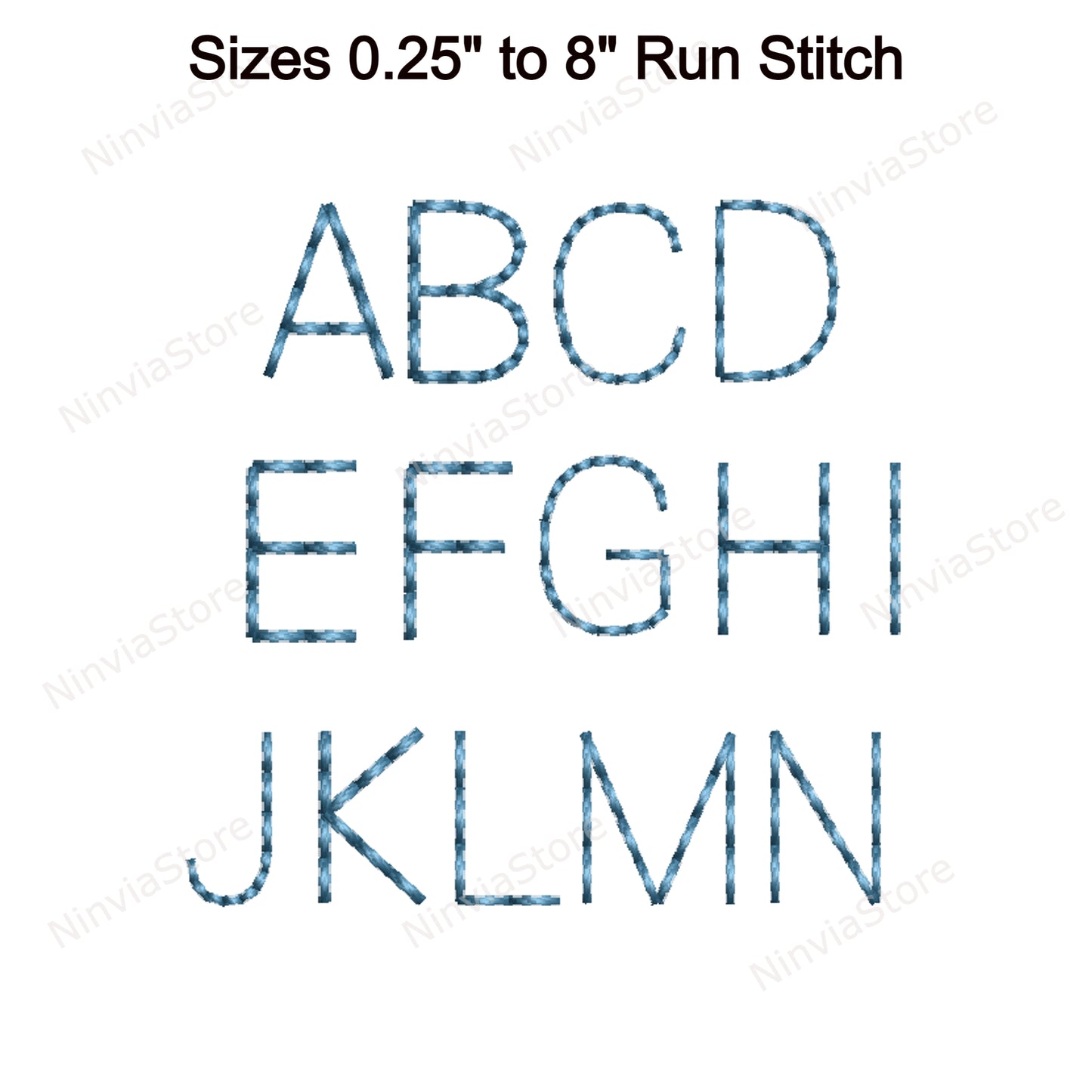 Block Bean Stitch Machine Embroidery Font, 15 tailles, 8 formats, Run Stitch Block BX Font, police PE, Monogram Alphabet Broderie Designs