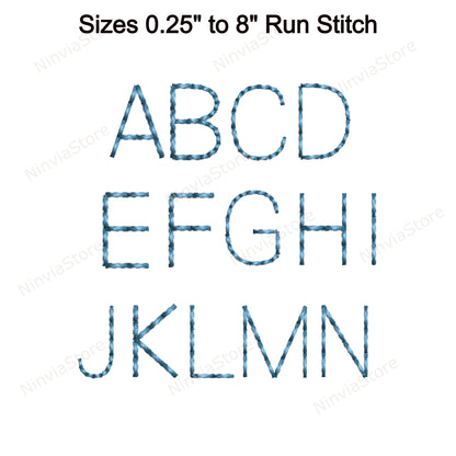 Block Bean Stitch Machine Embroidery Font, 15 sizes, 8 formats, Run Stitch Block BX Font, PE font, Monogram Alphabet Embroidery Designs