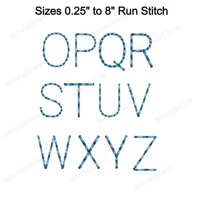 Block Bean Stitch Machine Embroidery Font, 15 sizes, 8 formats, Run Stitch Block BX Font, PE font, Monogram Alphabet Embroidery Designs