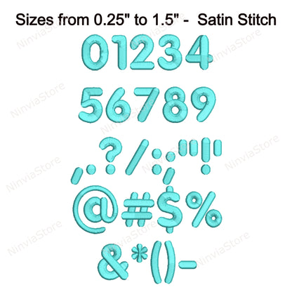 Round Block Machine Embroidery Font, 15 sizes, 8 formats, BX Font, PE font, Monogram Alphabet Embroidery Designs