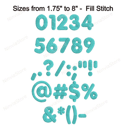 Round Block Machine Embroidery Font, 15 sizes, 8 formats, BX Font, PE font, Monogram Alphabet Embroidery Designs