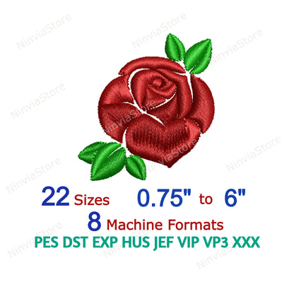 Rose Machine Embroidery Design, Rose Flower Machine Embroidery, Rose Embroidery Pattern, Flower Digital Instant Download, Floral Embroidery