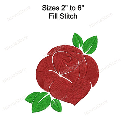 Rose Machine Embroidery Design, Rose Flower Machine Embroidery, Rose Embroidery Pattern, Flower Digital Instant Download, Floral Embroidery