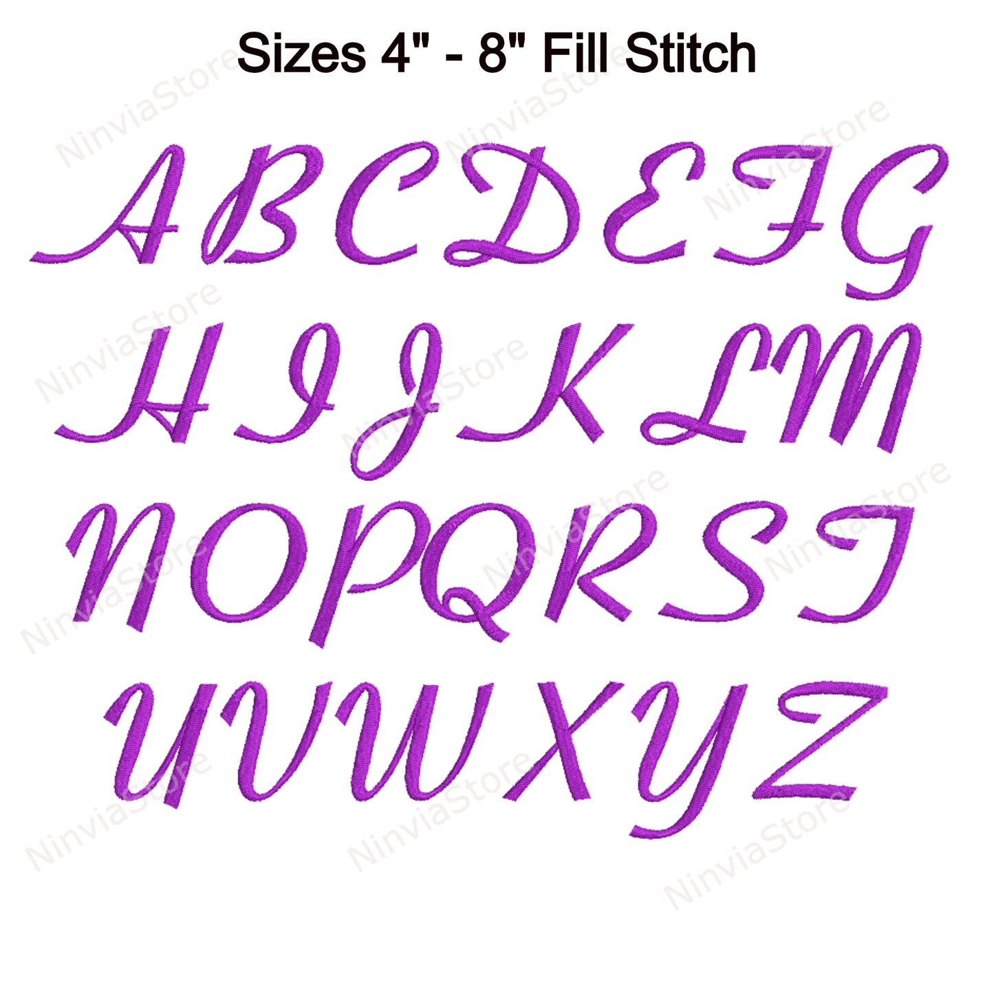 Police de broderie Machine Quany Script, 15 tailles, 8 formats, police BX, police PE, motifs de broderie Monogram Alphabet