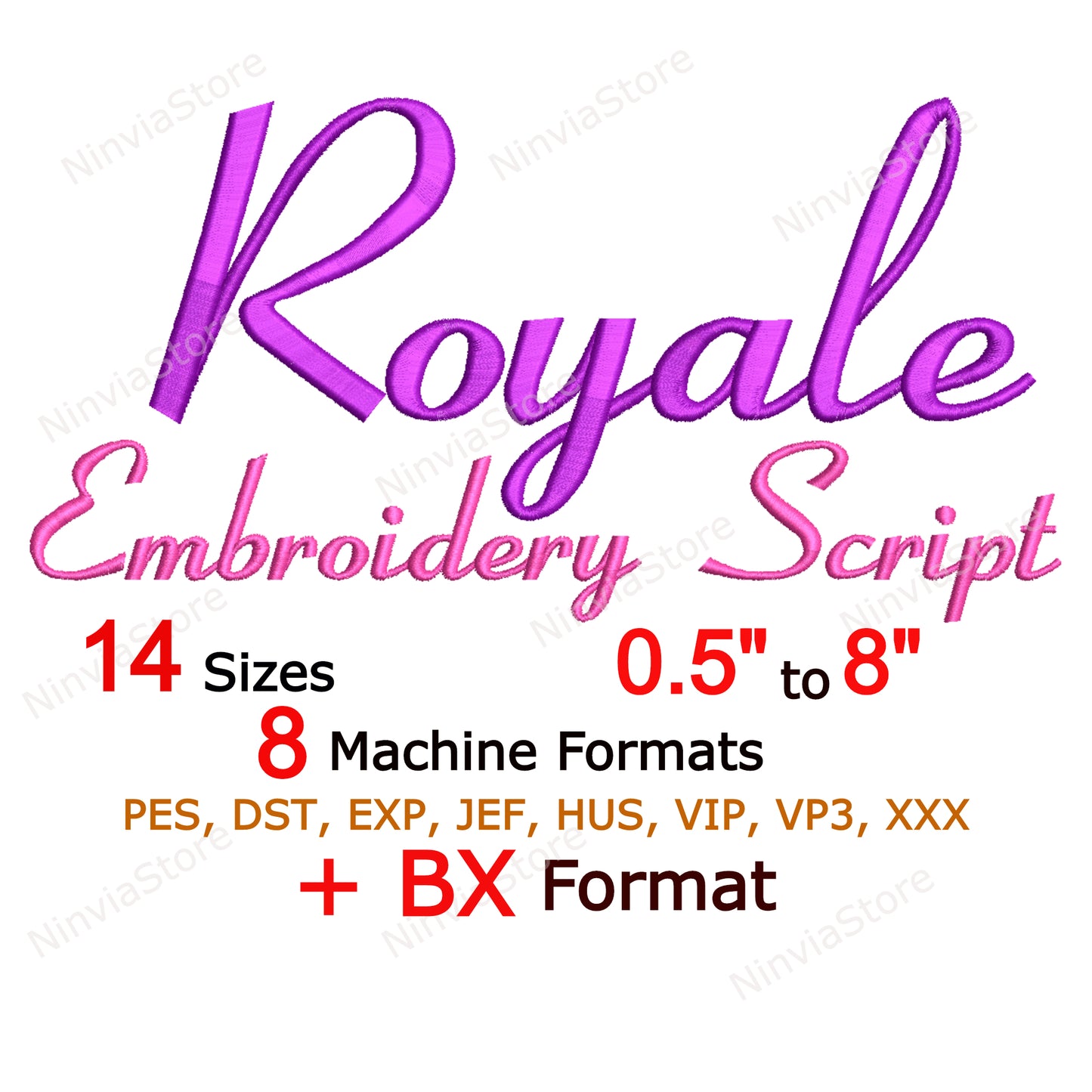 Royale Script Machine Embroidery Font, 14 sizes, 8 formats, BX Font, PE font, Monogram Alphabet Embroidery Designs