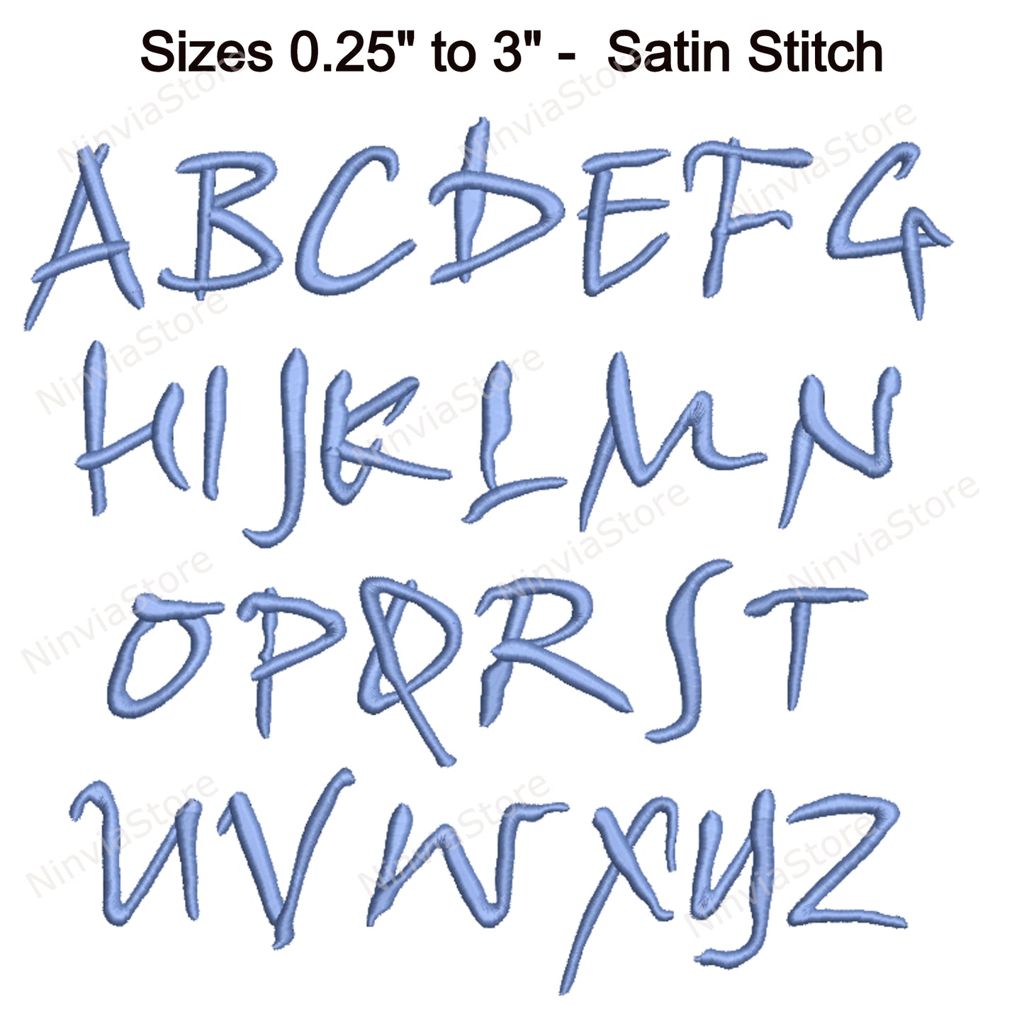 Scribble Script Machine Embroidery Font, 15 sizes, 8 formats, BX Font, PE font, Monogram Alphabet Embroidery Designs