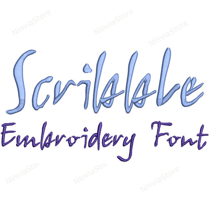 Scribble Script Machine Embroidery Font, 15 sizes, 8 formats, BX Font, PE font, Monogram Alphabet Embroidery Designs