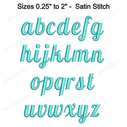 Police de broderie Machine Seamaiden Script, 15 tailles, 8 formats, police BX, police PE, motifs de broderie Monogram Alphabet