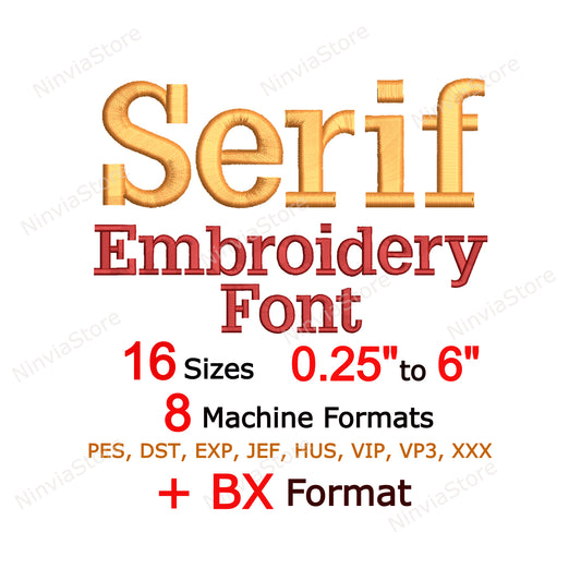 Serif Machine Embroidery Font, 16 sizes, 8 formats, BX Font, PE font, Monogram Alphabet Embroidery Design