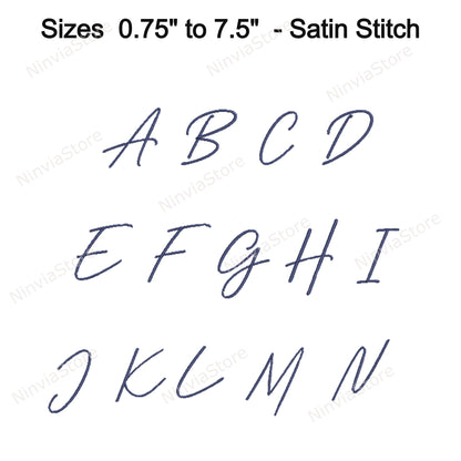 The Thinnest Signature Script Machine Embroidery Font, 17 sizes, 8 formats, BX Font, PE font, Monogram Alphabet Embroidery Design