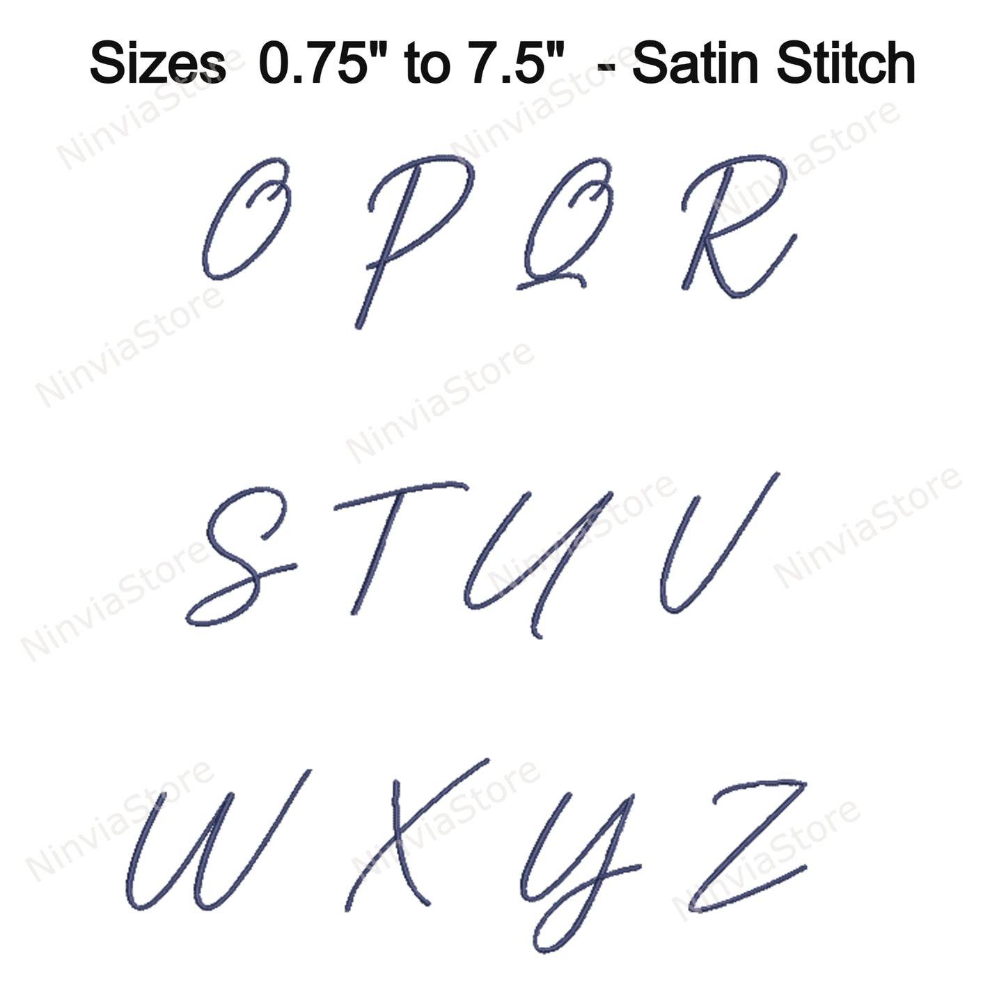 The Thinnest Signature Script Machine Embroidery Font, 17 sizes, 8 formats, BX Font, PE font, Monogram Alphabet Embroidery Design