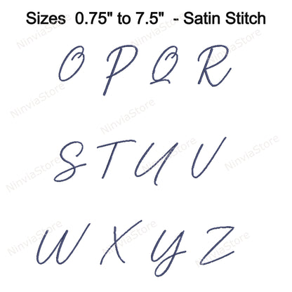 The Thinnest Signature Script Machine Embroidery Font, 17 sizes, 8 formats, BX Font, PE font, Monogram Alphabet Embroidery Design